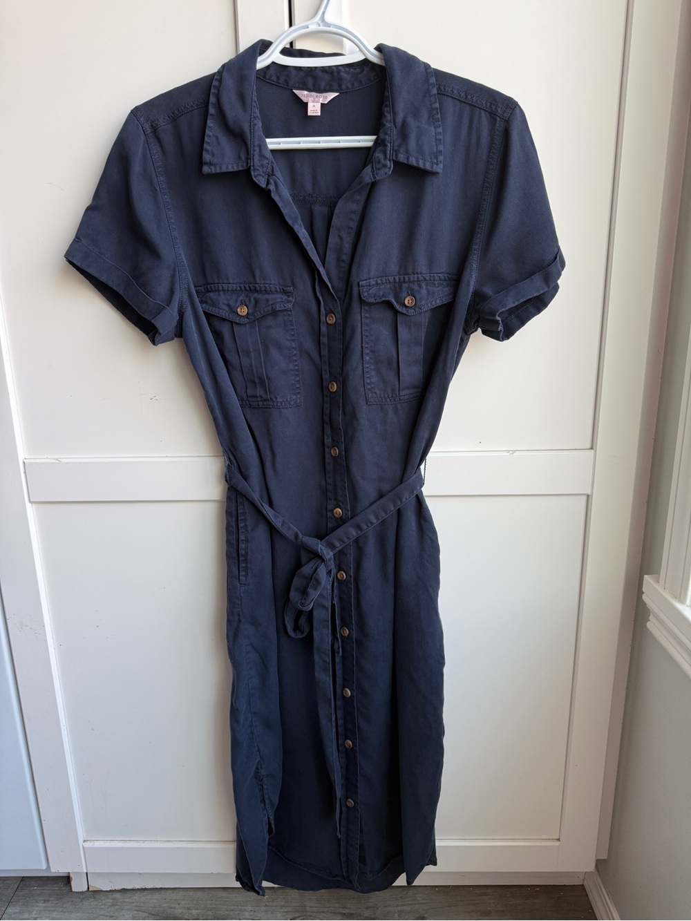 Teddi Rose Navy Button-Front Utility Shirt Dress Women’s Medium